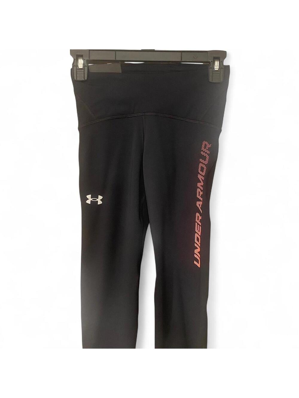 Under Armour Black Compression Capri Leggings w/ Pink Logo - XS